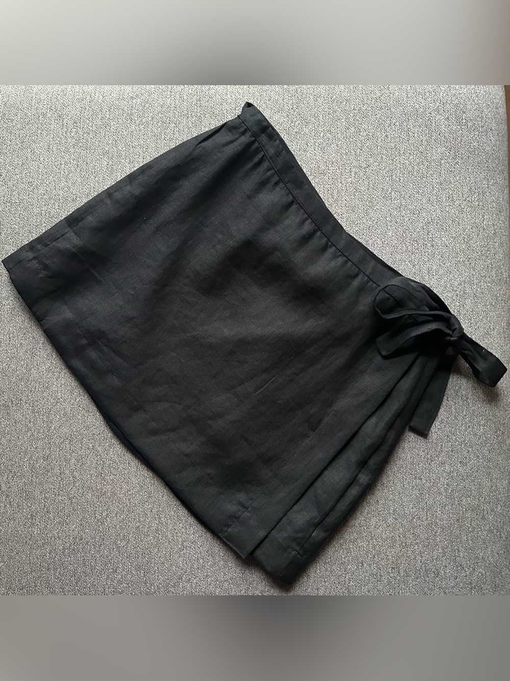 J. Crew Black 100% Linen Wrap Skirt Size 10